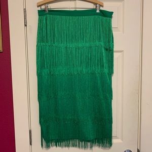 Green Fringe Skirt